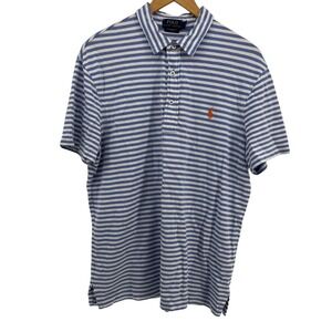 Polo Ralph Lauren Featherweight Mesh Striped Blue White Polo Shirt Men Size‎ L